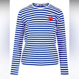 Comme des Garçons Play Striped Women's Long-Sleeved T-Shirt Blue/White Sz. M